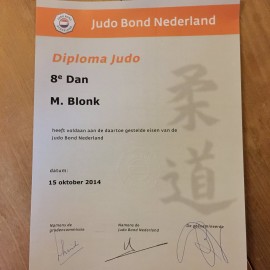 Mas Blonk bevorderd tot 8e dan judo